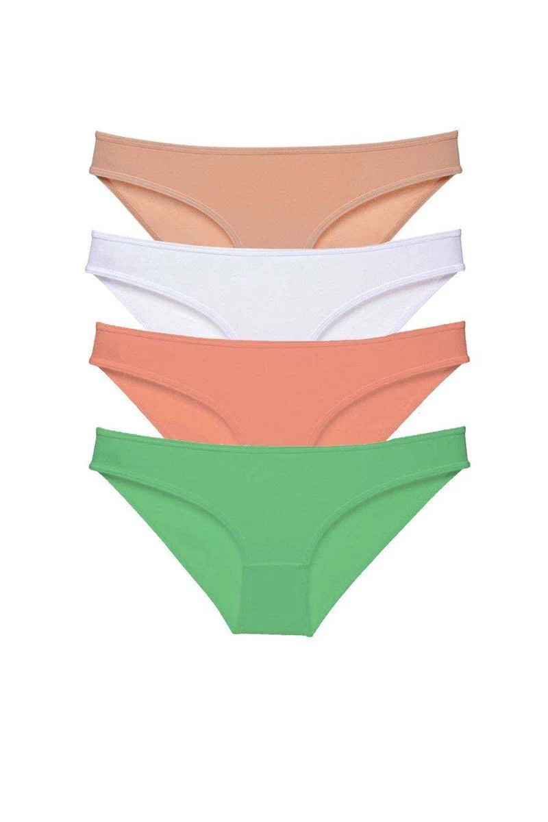4'lü Süper Eko Set Likralı Kadın Slip Külot - Ten Beyaz Pudra Yeşil Pamuklu Günlük Külot 4'lü Süper Eko Set Likralı Kadın Slip Külot - Ten Beyaz Pudra Yeşil Pamuklu Günlük Külot