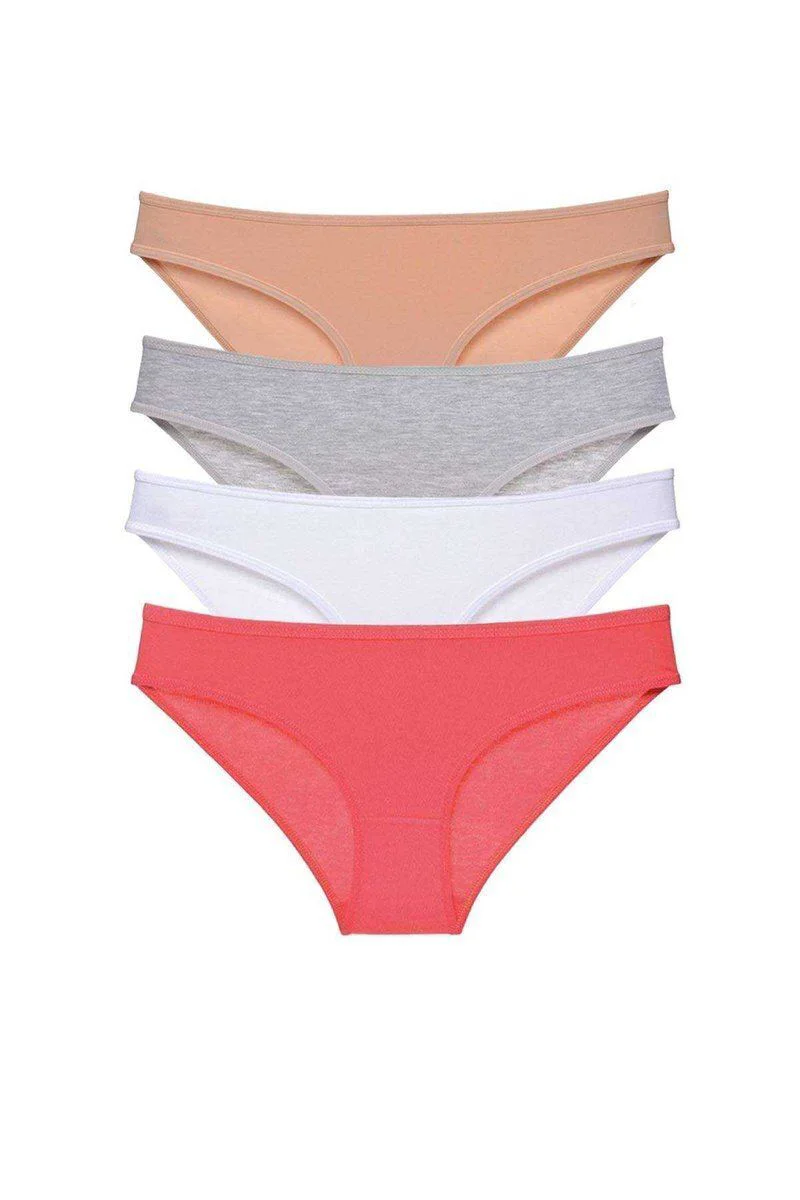 4'lü Süper Eko Set Likralı Kadın Slip Külot - Pamuklu Rahat Günlük Külot