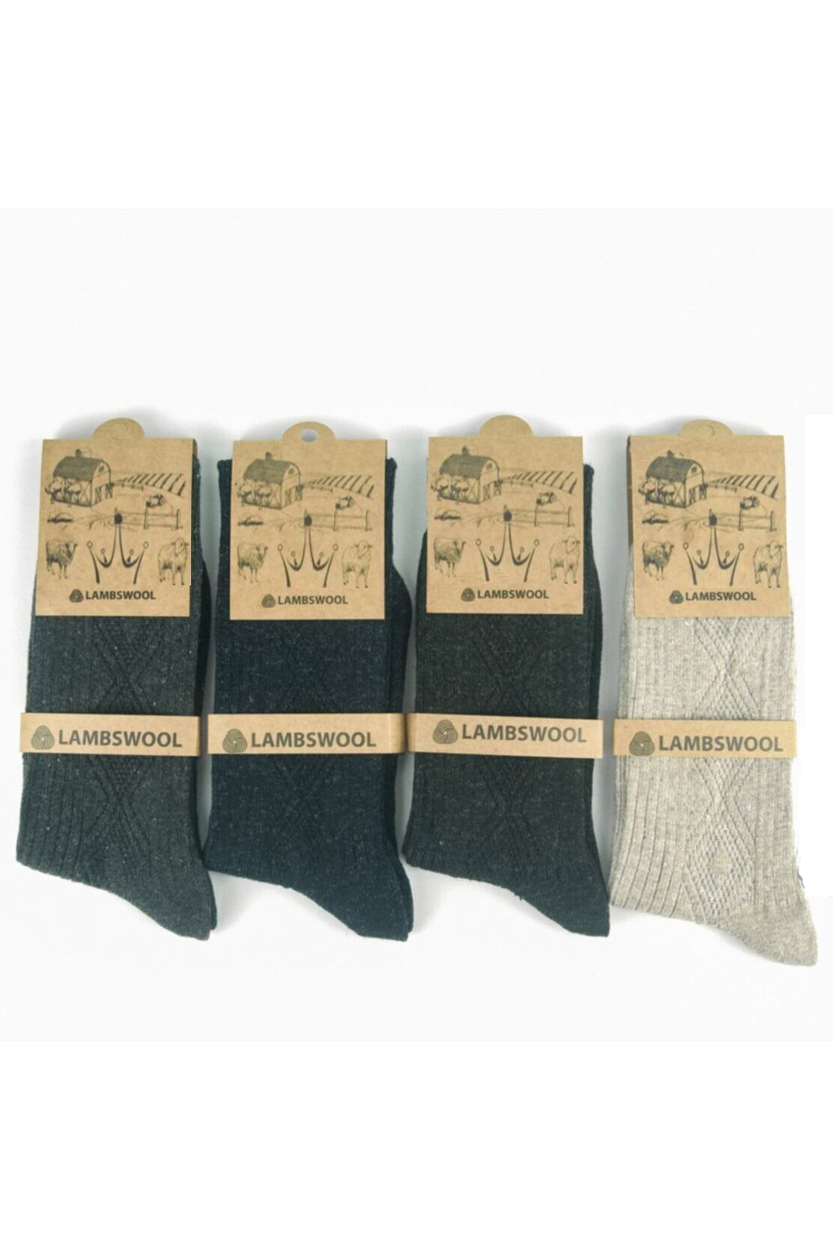 4'lü Thermal Etkili İnce Örgülü Kışlık Çorap Lambswool Yünlü.