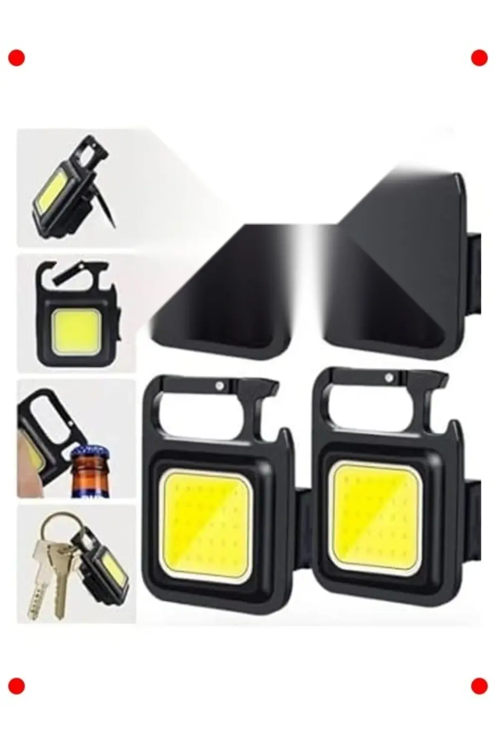 4'lü USB Şarjlı Metal El Feneri ve Şişe Açacağı