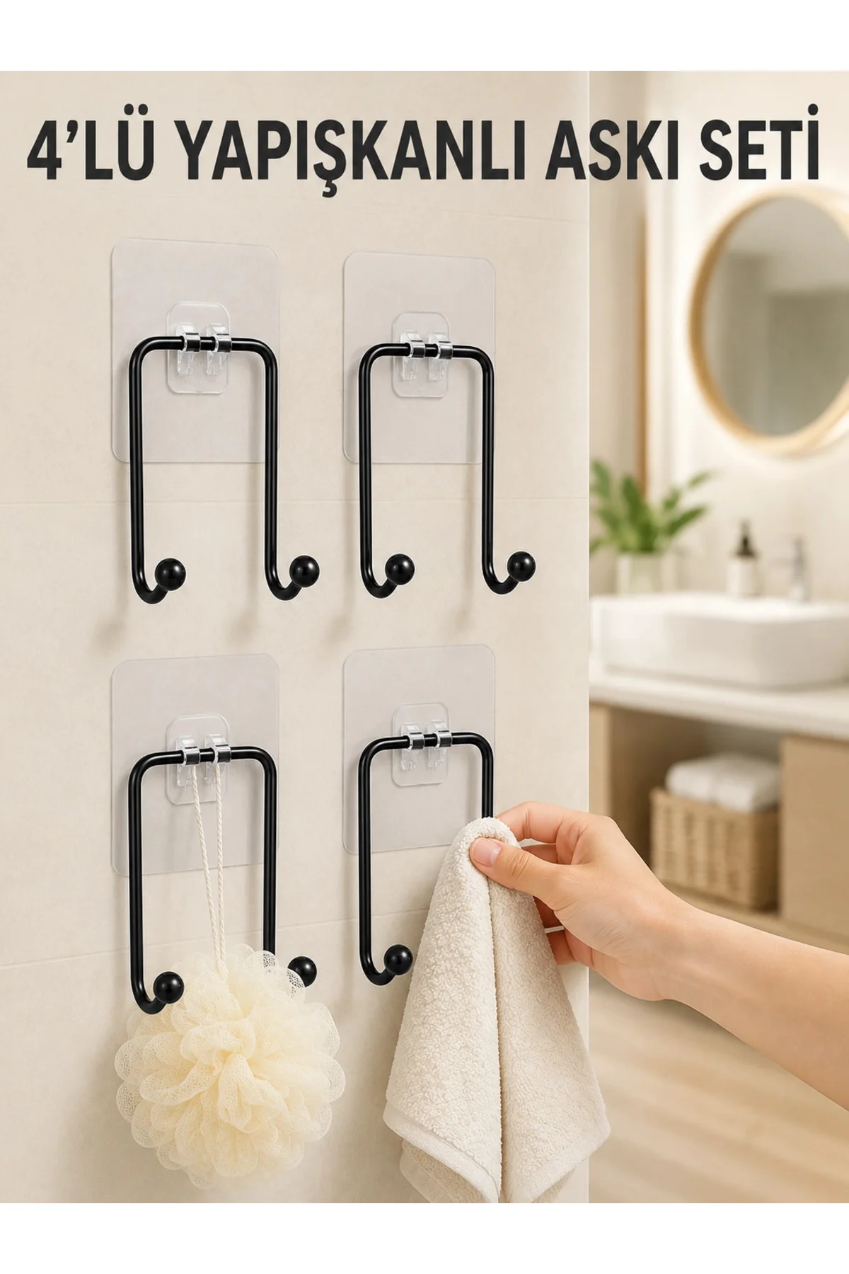 4'lü Yapışkanlı Askı Seti Mutfak Banyo ve Ev İçin Duvar Askısı 4'lü Yapışkanlı Askı Seti Mutfak Banyo ve Ev İçin Duvar Askısı