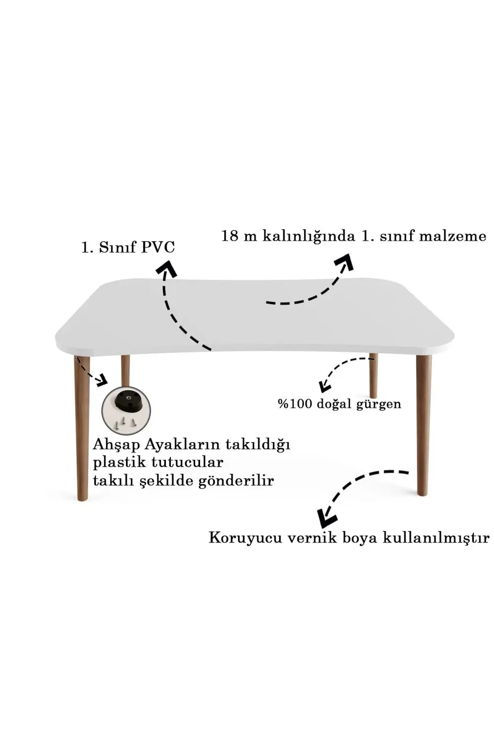 4'lü Zigon Sehpa Ahşap Ayaklı Yan Sehpa