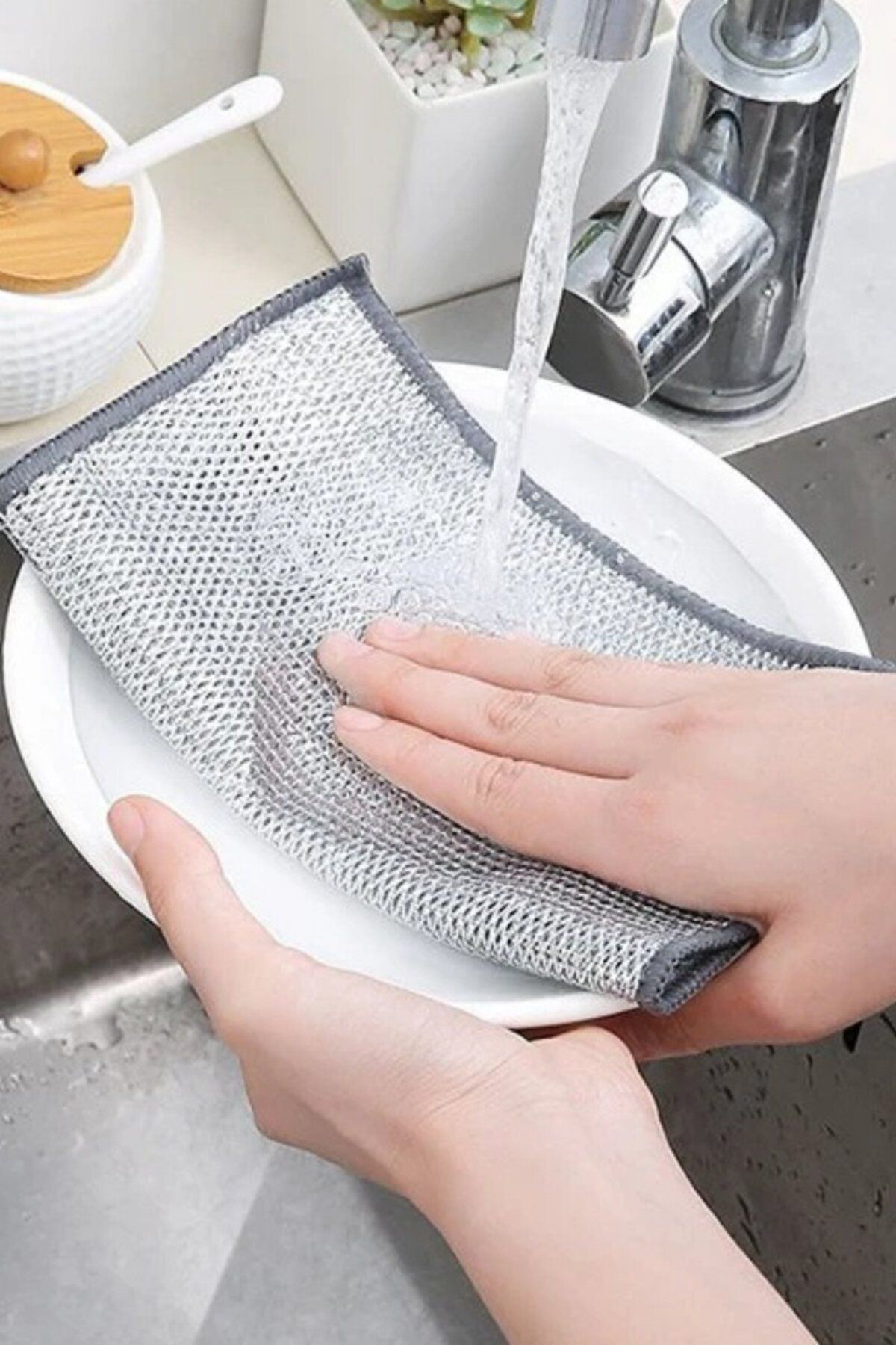 4'Lü Zor Kir Bezi, Inox Telli, Bulaşık Teli Bezi, Mutfak Banyo Be