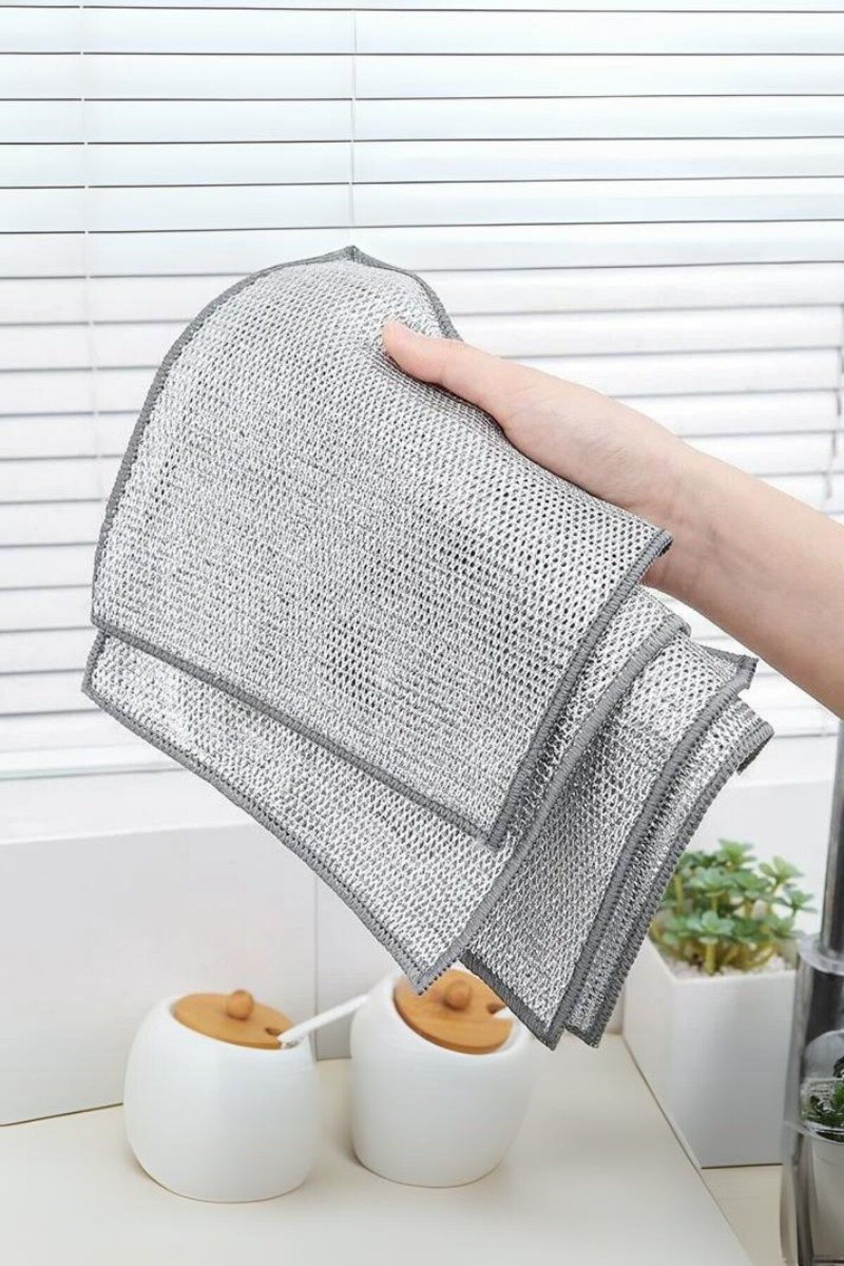 4'Lü Zor Kir Bezi, Inox Telli, Bulaşık Teli Bezi, Mutfak Banyo Be