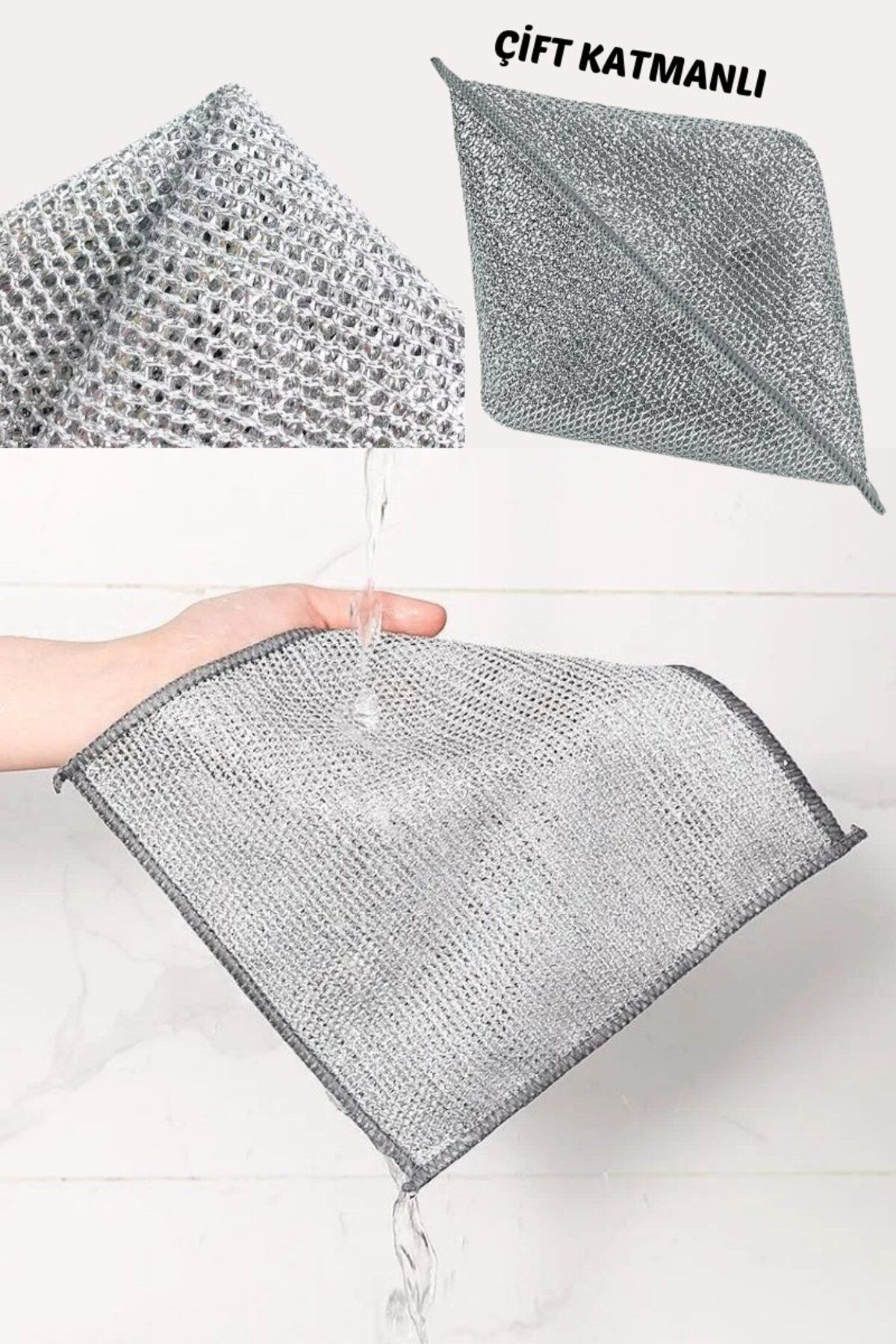4'Lü Zor Kir Bezi, Inox Telli, Bulaşık Teli Bezi, Mutfak Banyo Be