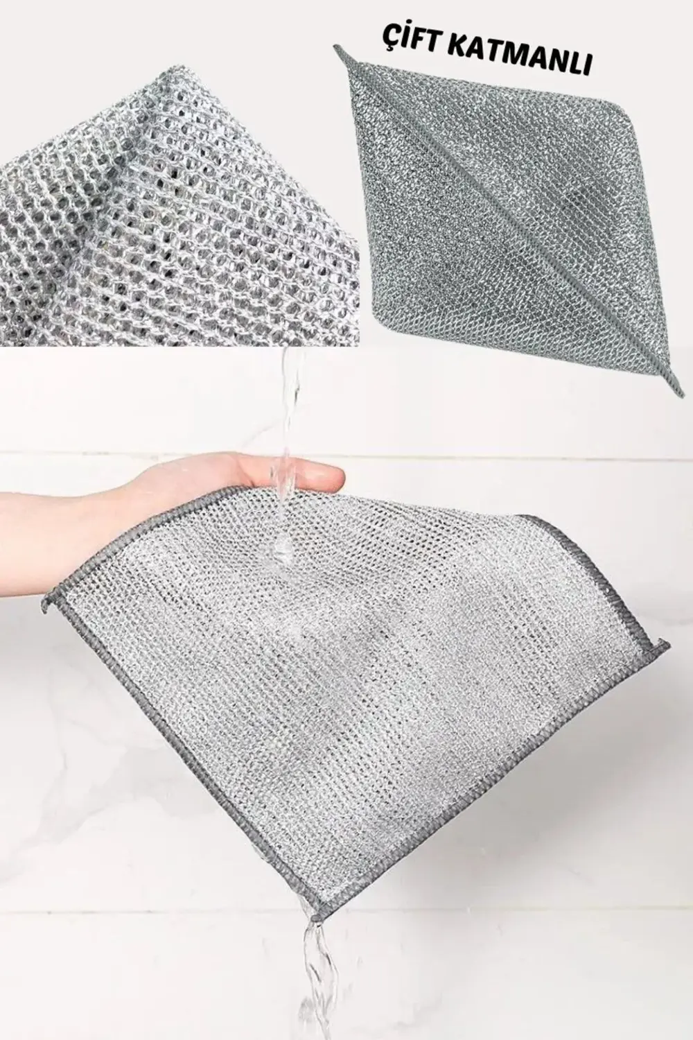 4'Lü Zor Kir Bezi, Inox Telli, Bulaşık Teli Bezi, Mutfak Banyo Be