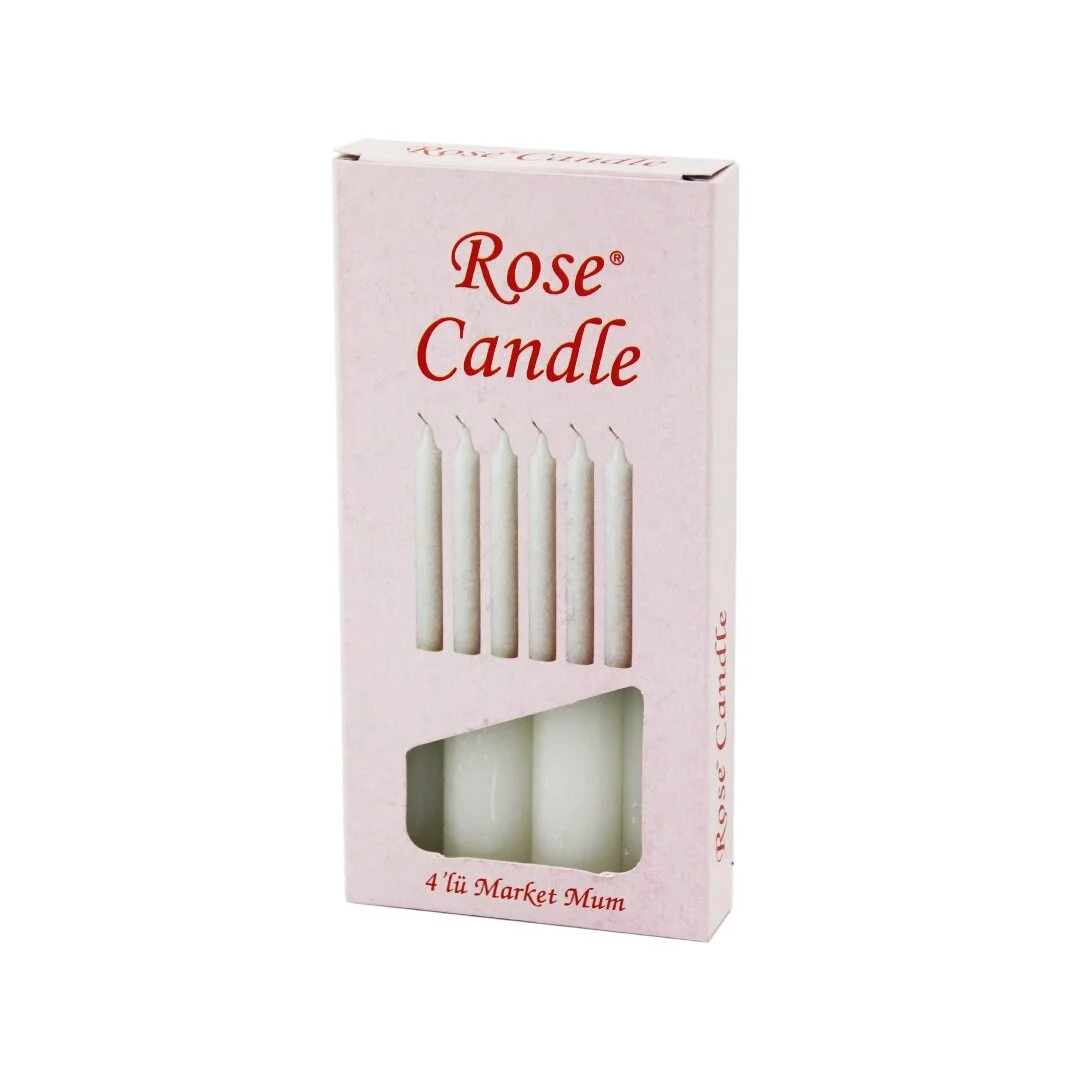 4pcs - Kalın   Çap=2cm - Uzunluk=15cm     Beyaz Klasik  Market Mum Bx40 Fiyatı, Yorumları ve Özellikleri