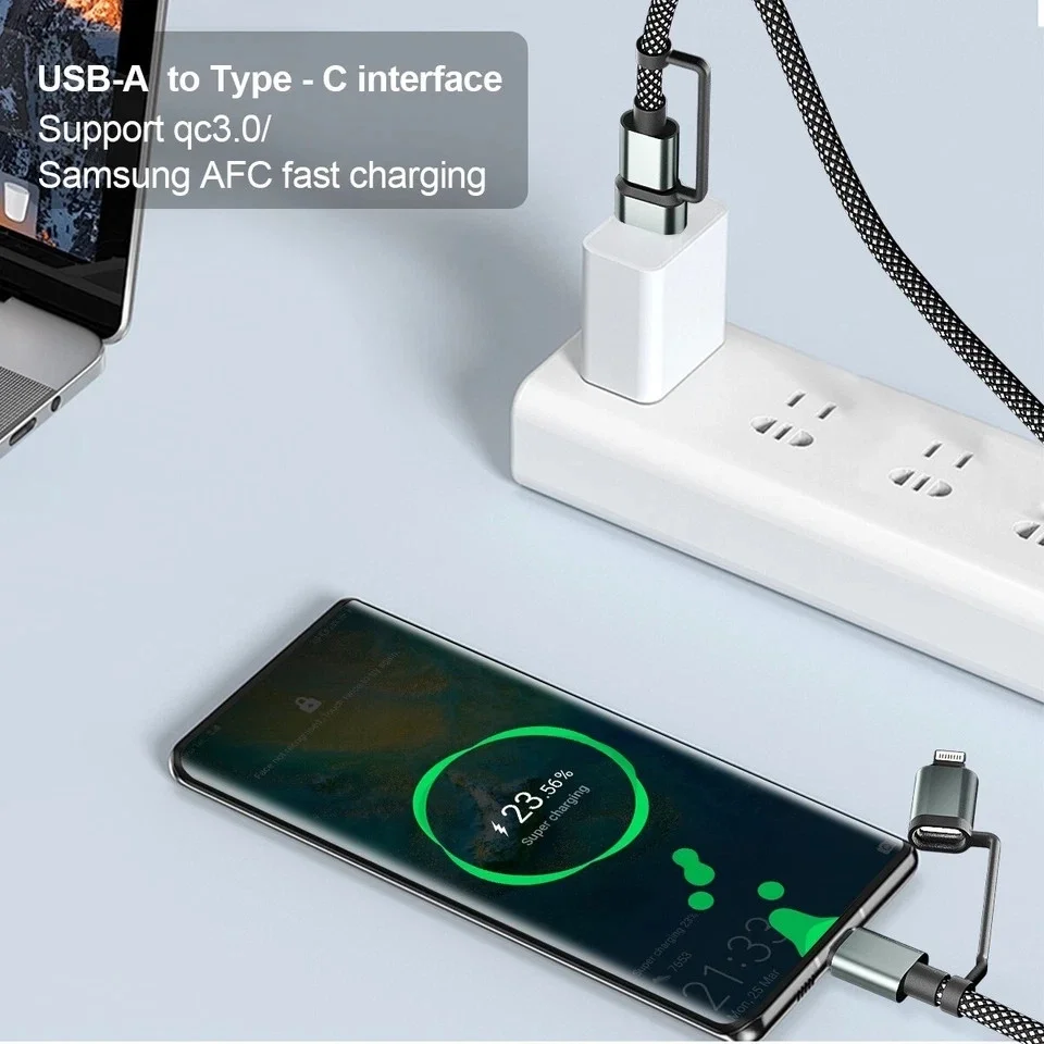 4’ü 1 Arada 100w Akıllı Tasarım Yüksek Dayanıklılık Çoklu Uyumlu Örgülü Hızlı Şarj Kablosu 4’ü 1 Arada 100w Akıllı Tasarım Yüksek Dayanıklılık Çoklu Uyumlu Örgülü Hızlı Şarj Kablosu