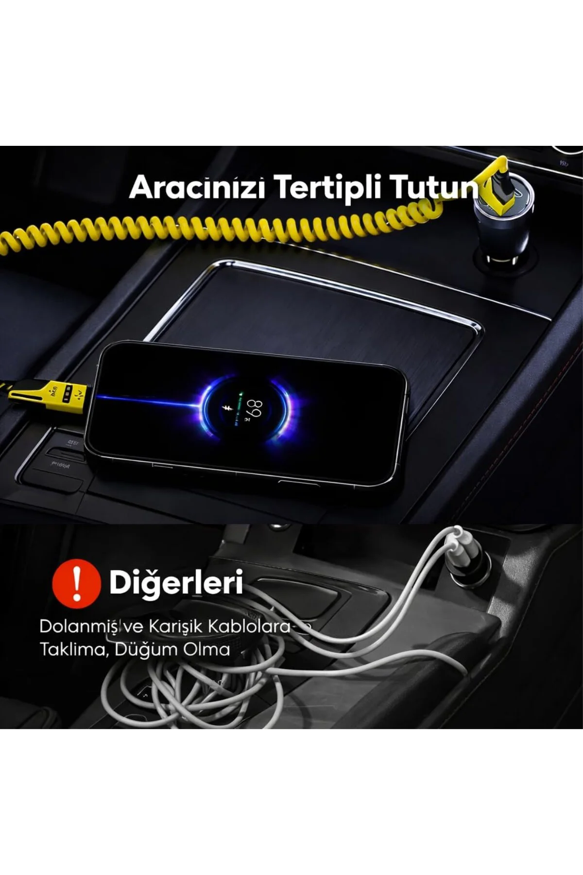 4’ü 1 Arada 65W Yaylı Hızlı Şarj Kablosu Type-C & Lightning PD De