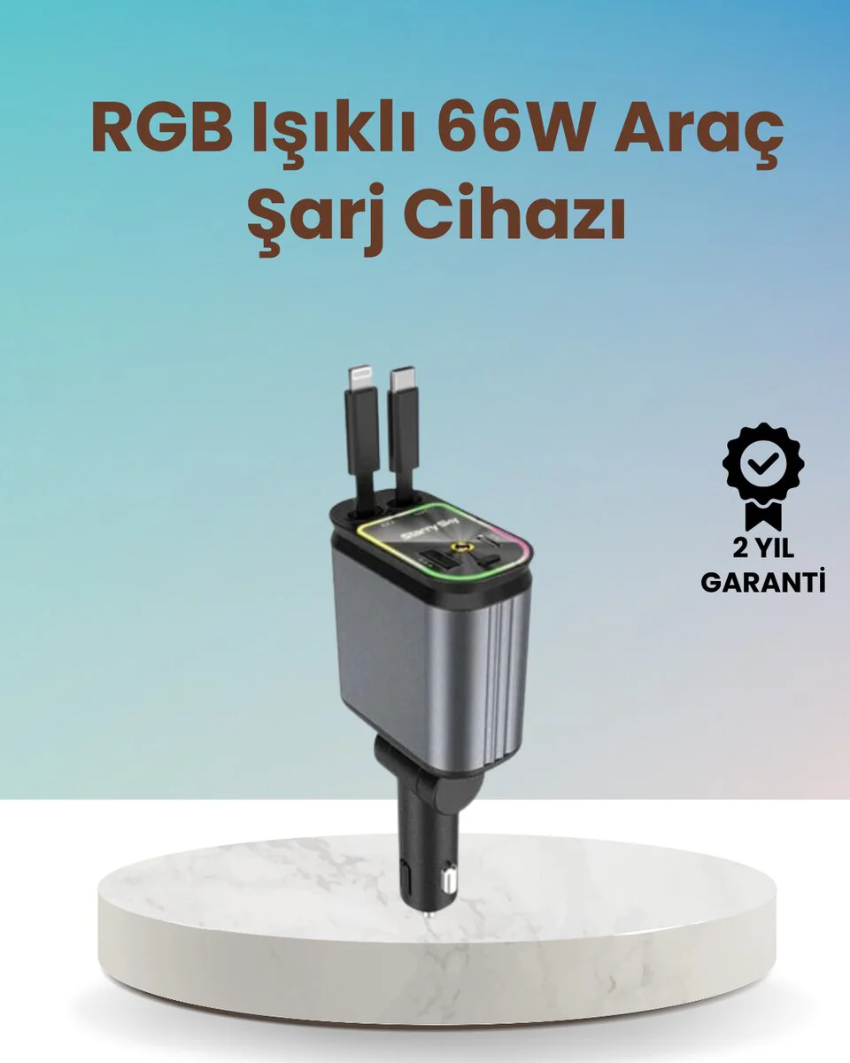 4'ü 1 Arada 66W Hızlı Şarj Cihazı - 4 Portlu Araç Şarj Çözümü