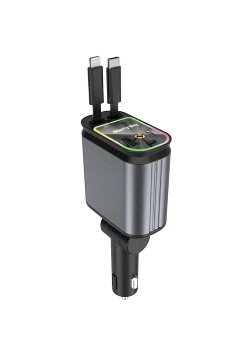 4'ü 1 Arada Geri Çekilebilir Araç Şarj Cihazı - 66W Type-C Hızlı Şarj, USB Çakmaklık Fiyatı, Yorumları ve Özellikleri
