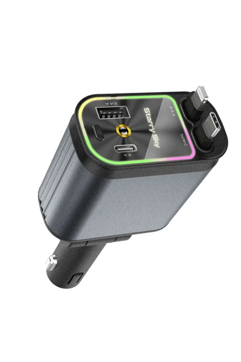 4'ü 1 Arada Geri Çekilebilir Araç Şarj Cihazı - 66W Type-C Hızlı Şarj, USB Çakmaklık Fiyatı, Yorumları ve Özellikleri