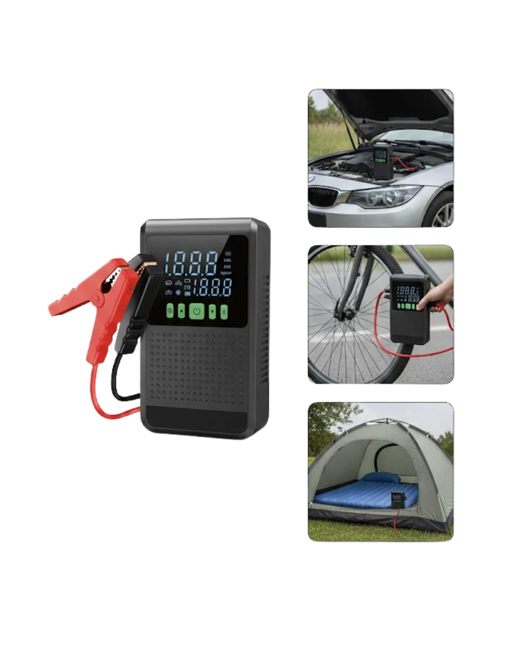 4’ü 1 Arada Jump Starter Hava Kompresörü Powerbank ve LED Fener Yeni Nesil