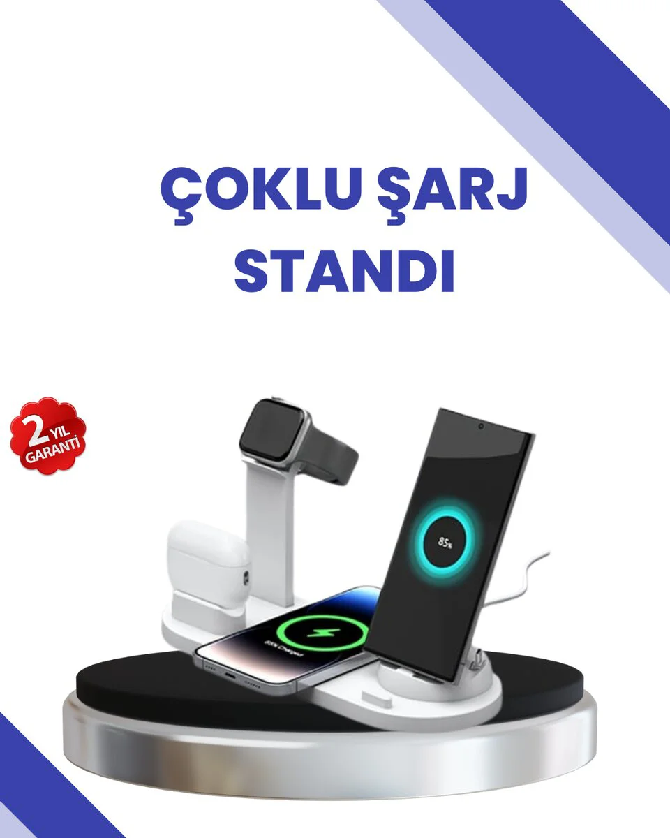 4'ü 1 Arada Kablosuz Şarj Cihazı - 15W Hızlı Şarj, Çoklu Koruma, Masaüstü Düzenleyici