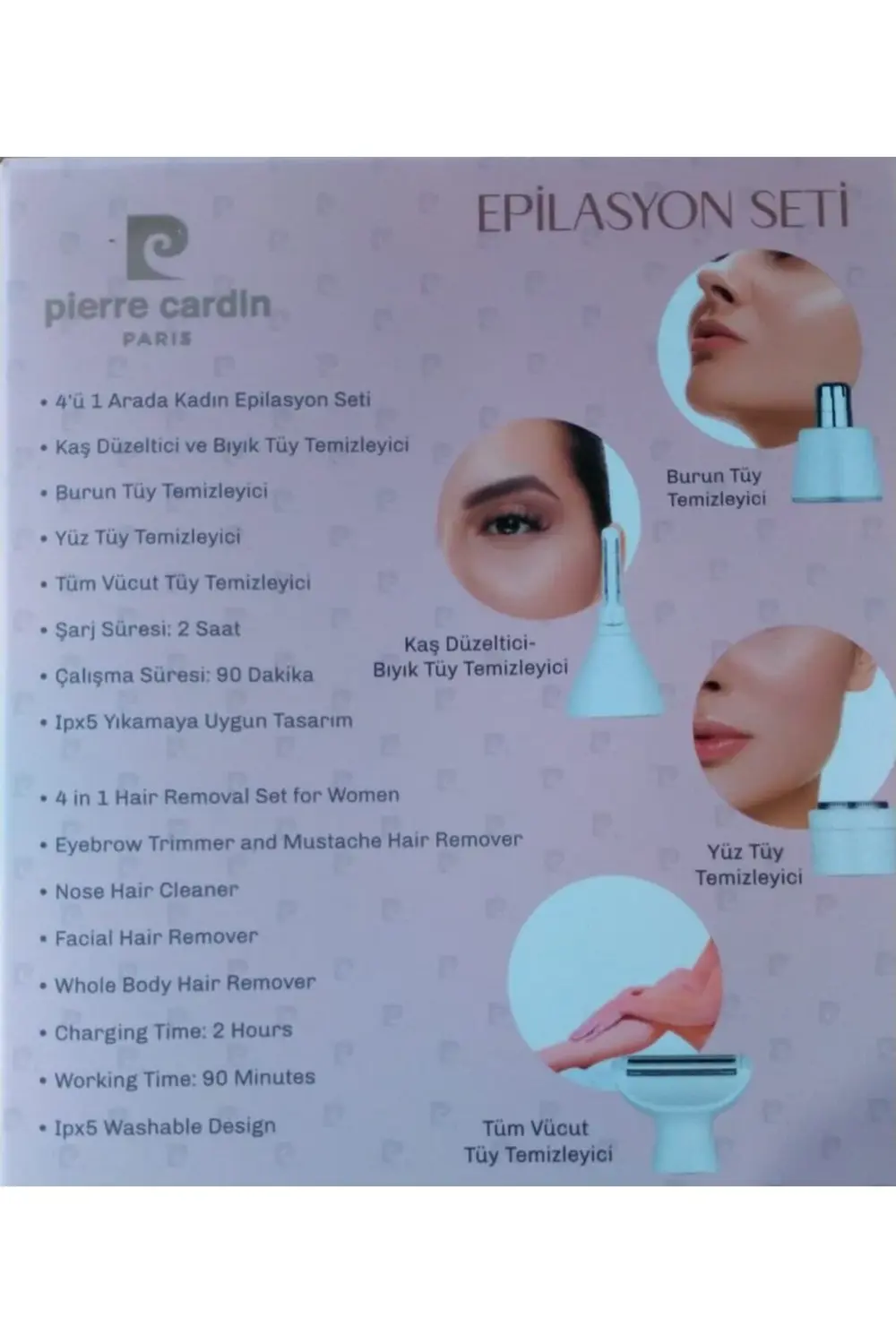 4'ü 1 Arada Kadın Epilasyon Seti (Şarjlı)