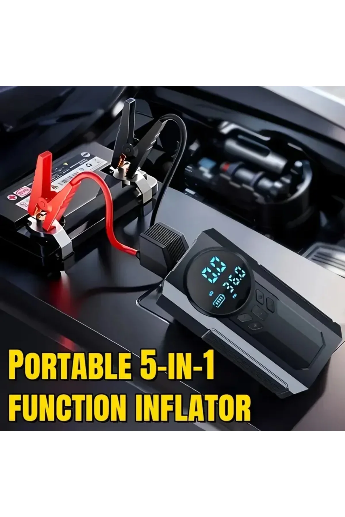 4’ü 1 Arada Lastik Şişirici – Akü Takviyesi – Powerbank – Led Işık