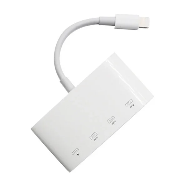4'ü 1 Arada Lightning USB Kamera Adaptörü iPhone - 3 Port + SD Kart Okuyucu