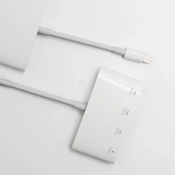 4'ü 1 Arada Lightning USB Kamera Adaptörü iPhone - 3 Port + SD Kart Okuyucu