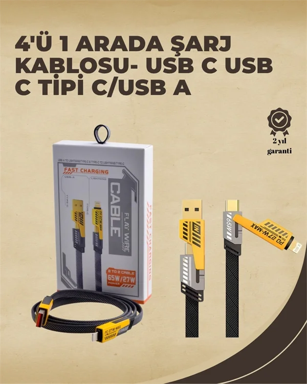 4'ü 1 Arada Metal Hızlı Veri Kablosu – 65W Güç, 27W iPhone Desteği, 480Mbps Aktarım Fiyatı, Yorumları ve Özellikleri