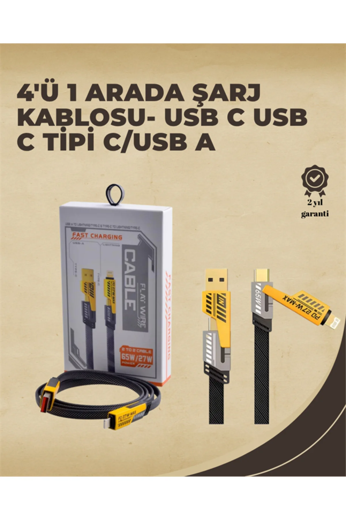 4'Ü 1 Arada Metal Hızlı Veri Kablosu – 65W Güç 27W Iphone Desteği 480Mbps Aktarım