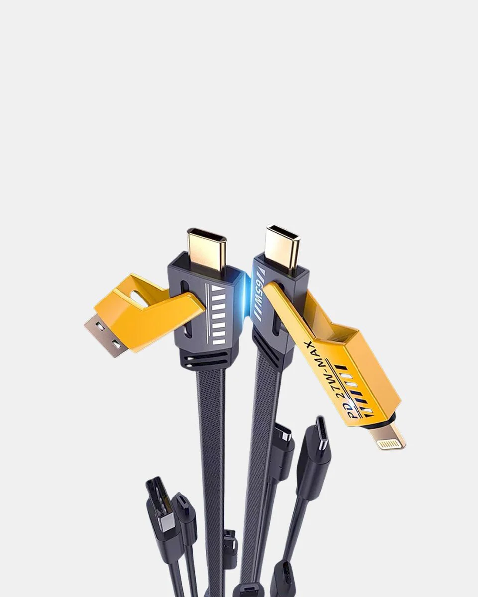 4’ü 1 Arada Örgülü Hızlı Şarj Kablosu USB-C USB-A - 65W Güçlü ve Dayanıklı Çoklu Şarj