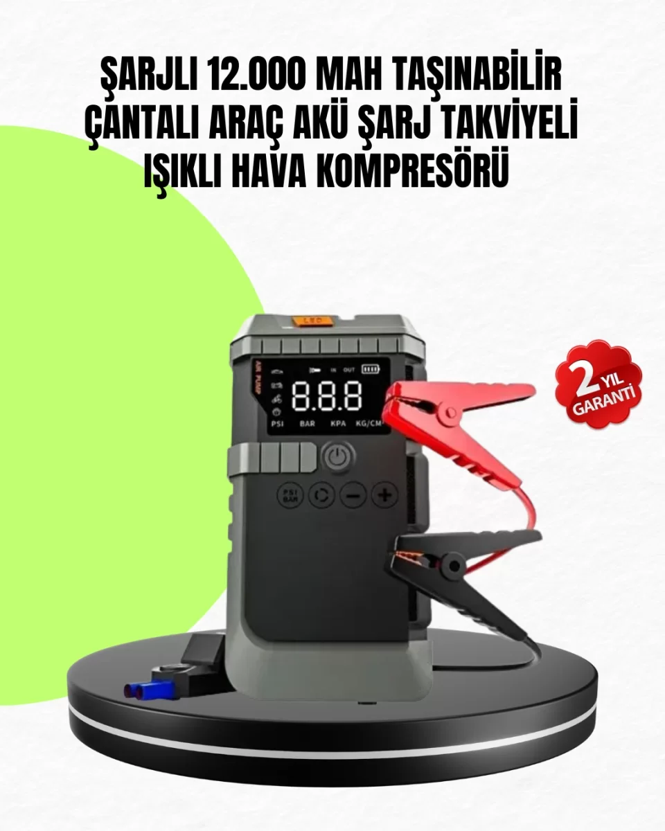 4’ü 1 Arada Powerbank Özellikli Araç Akü Şarj Takviye Cihazı - Li