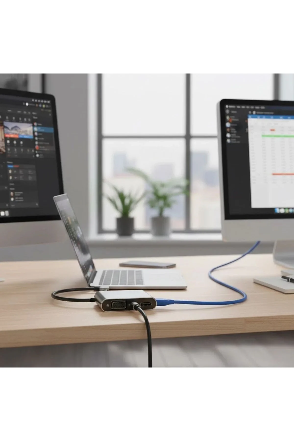 4’ü 1 Arada Type-C to Hub Dönüştürücü Adaptör – 4K Ultra HD HD & VGA Görüntü Aktarımı, PD Hızlı Şarj 4’ü 1 Arada Type-C to Hub Dönüştürücü Adaptör – 4K Ultra HD HD & VGA Görüntü Aktarımı, PD Hızlı Şarj