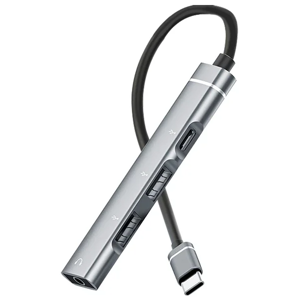 4'ü 1 Arada Type-C USB 3.5 mm Çoklayıcı Hub Gümüş