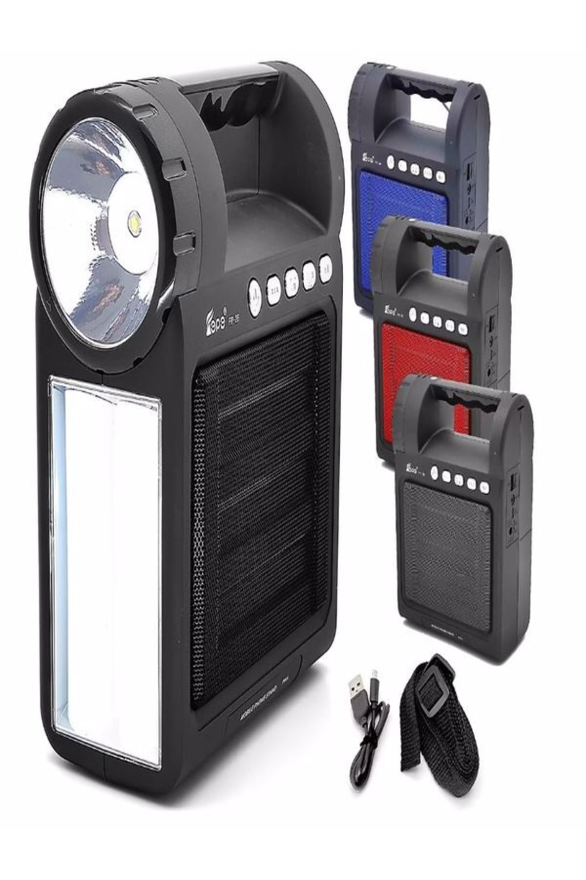 5-10 Saat Telefon Standlı Fm Radyolu Bluetoothlu Şarjlı El Feneri