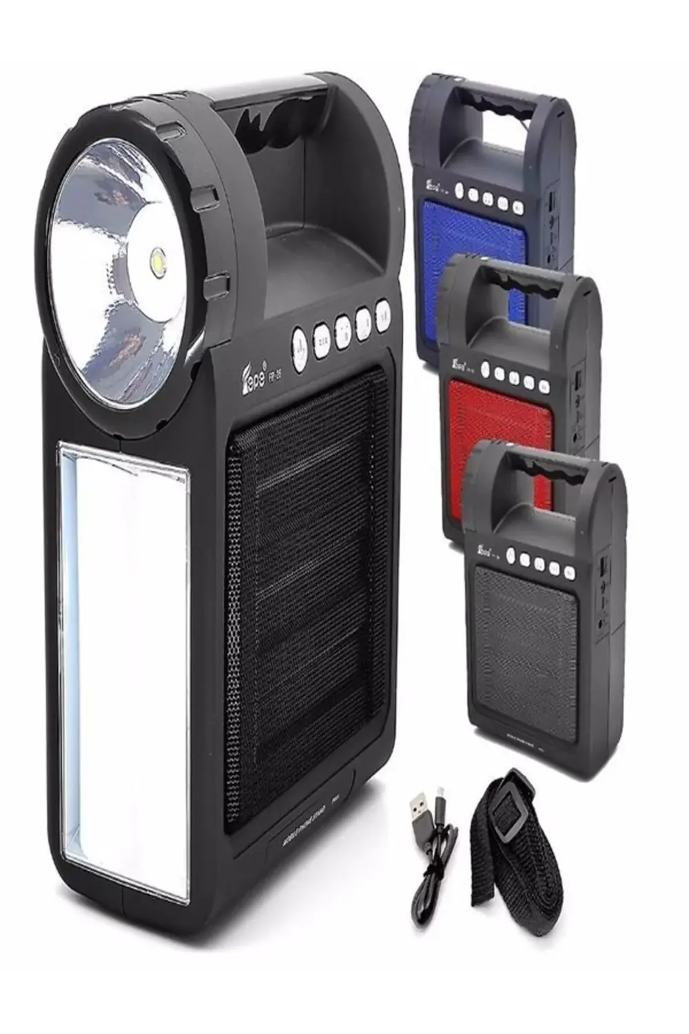 5-10 Saat Telefon Standlı Fm Radyolu Bluetoothlu Şarjlı El Feneri