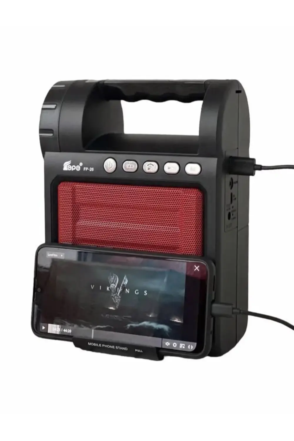 5-10 Saat Telefon Standlı Fm Radyolu Bluetoothlu Şarjlı El Feneri