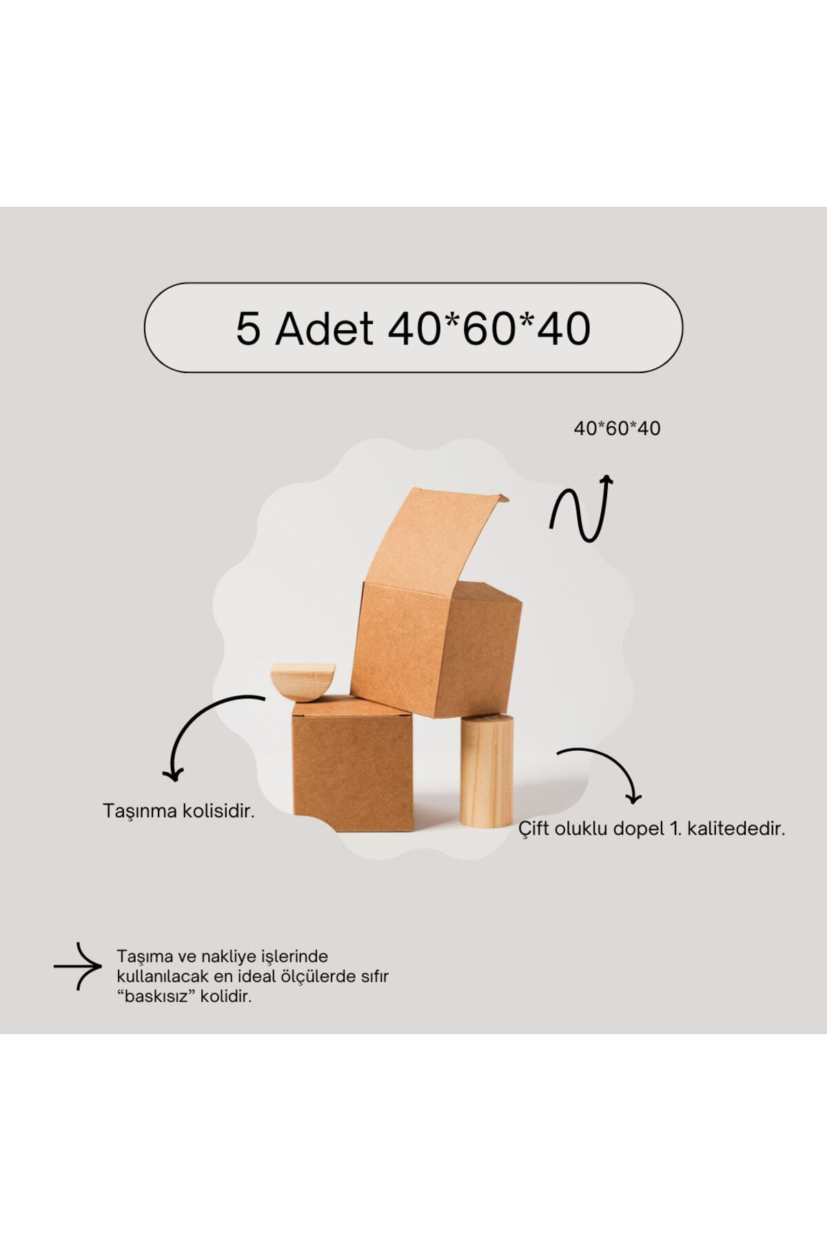 5 Adet 40*60*40 Baskısız Çift Oluklu Taşınma Kolisi
