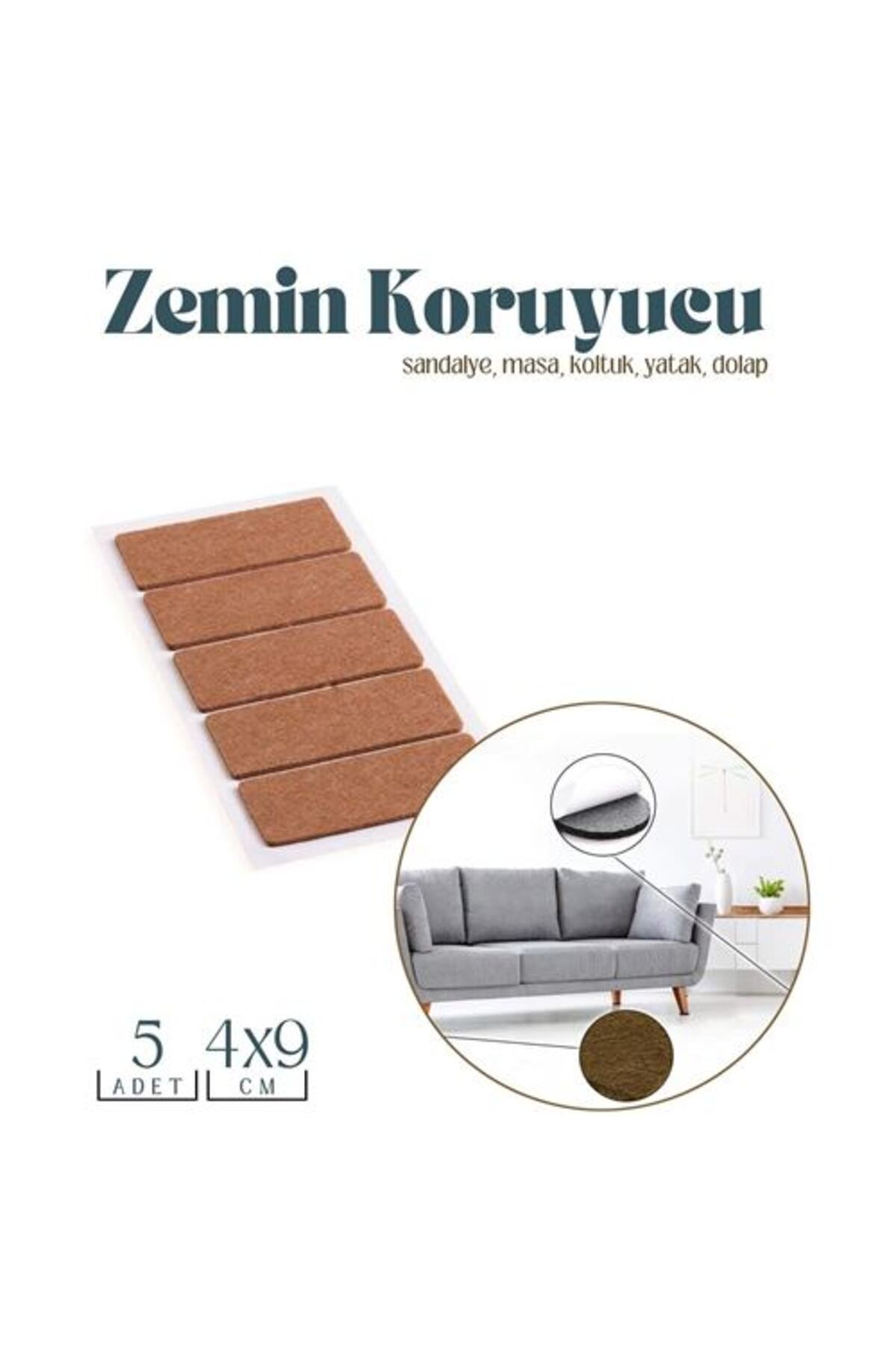 Modacar 5 Adet 4X9cm Sandalye Mobilya Koruyucu Keçe