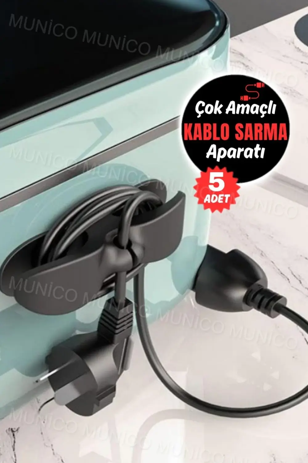 5 Adet Airfryer Kablo Toparlayıcı Sarma Küçük Ev Aletleri İçin Pr