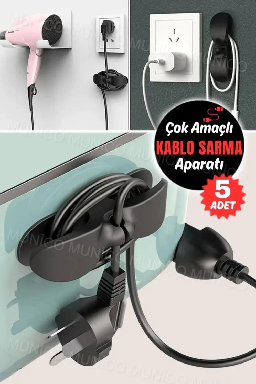5 Adet Airfryer Kablo Toparlayıcı Sarma Küçük Ev Aletleri İçin Pr