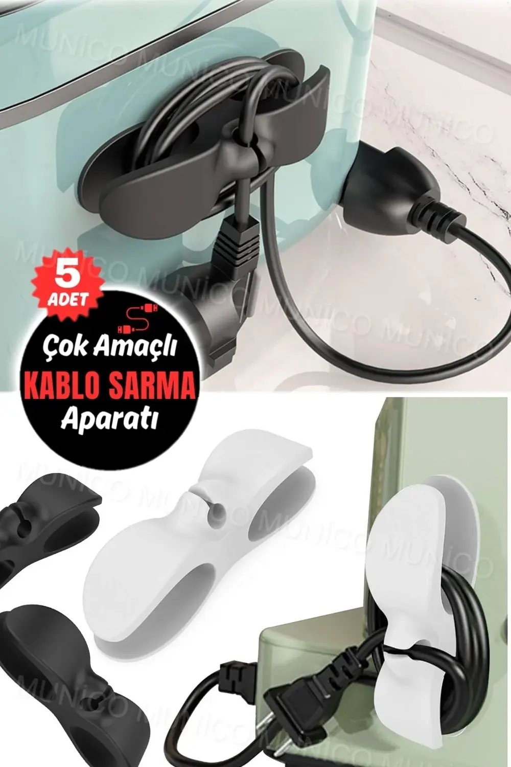 5 Adet Airfryer Kablo Toparlayıcı Sarma Küçük Ev Aletleri İçin Pr