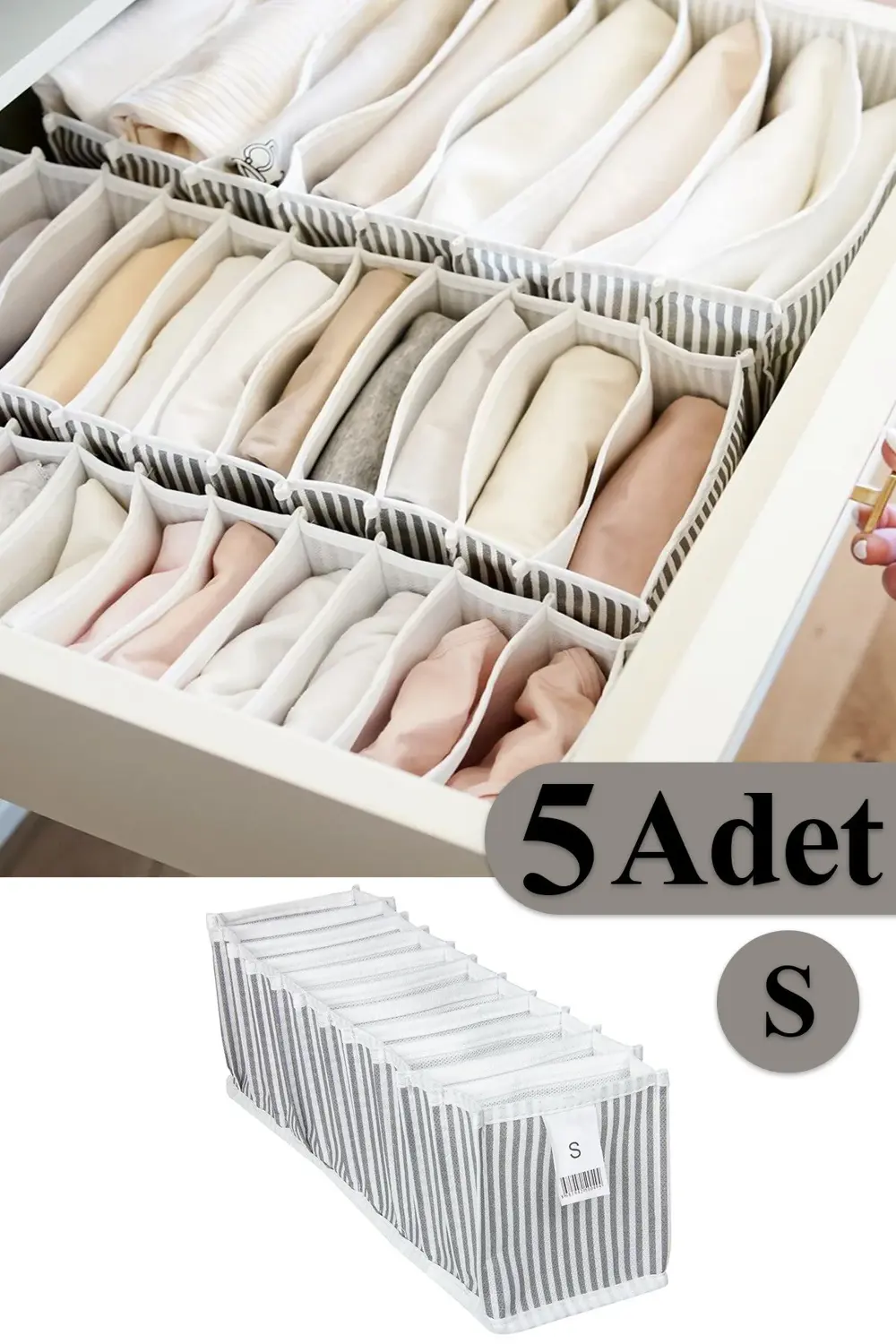 5 Adet Akordiyon Çekmece İçi Düzenleyici Organizer Small