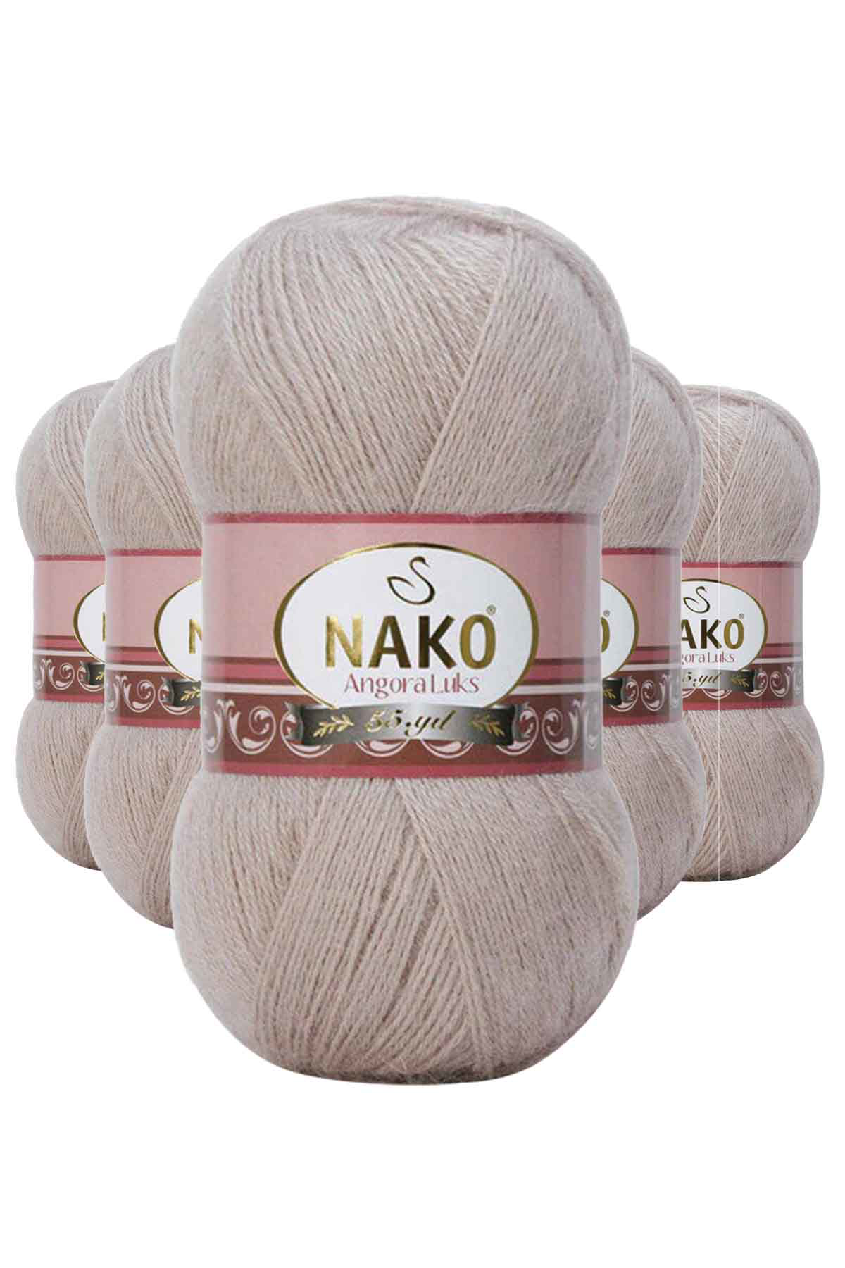 5 Adet Angora LüEl Örgü İpi Pembeli Gri 3079