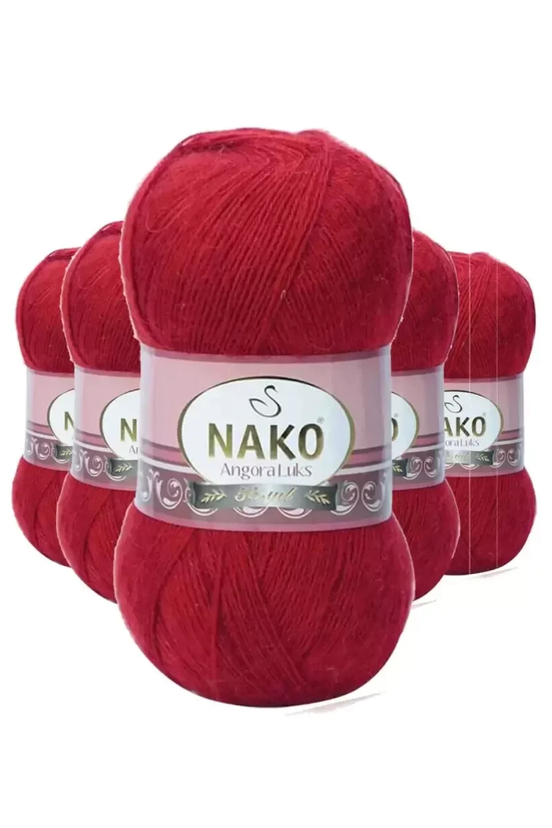 5 Adet Angora Lüks El Örgü İpi Koyu Kırmızı 1175 5 Adet Angora Lüks El Örgü İpi Koyu Kırmızı 1175