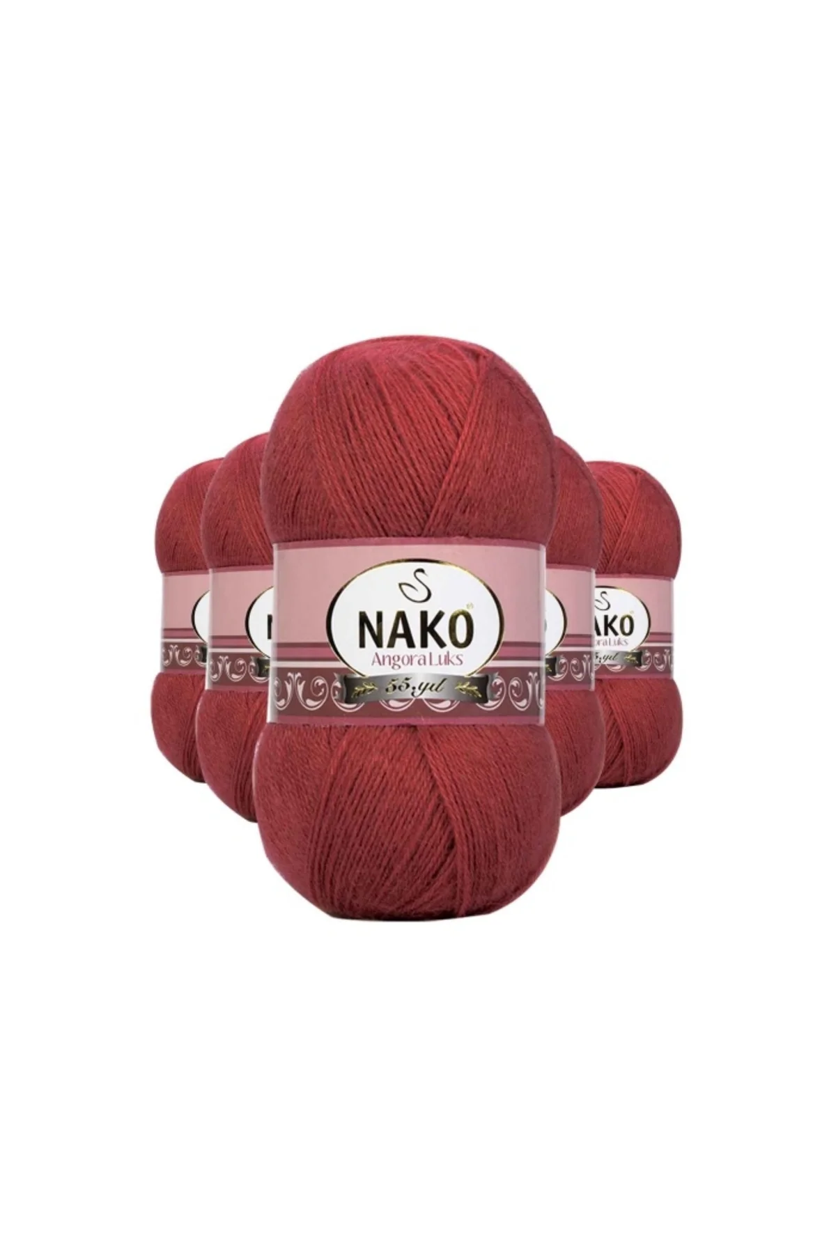 5 Adet Angora Lüks El Örgü İpi Bordo 6679