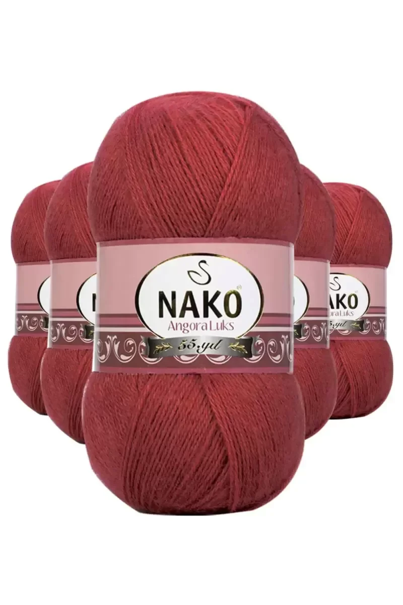 5 Adet Angora Lüks El Örgü İpi Bordo 6679 5 Adet Angora Lüks El Örgü İpi Bordo 6679