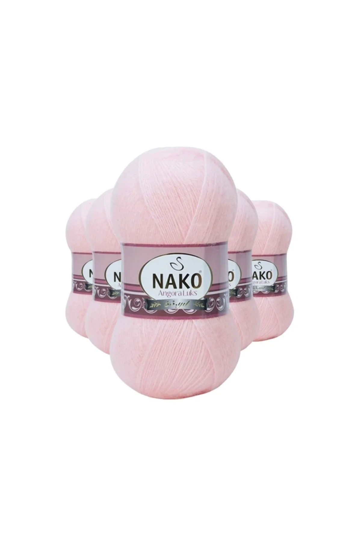 5 Adet Angora Lüks El Örgü İpi Pembe 11502