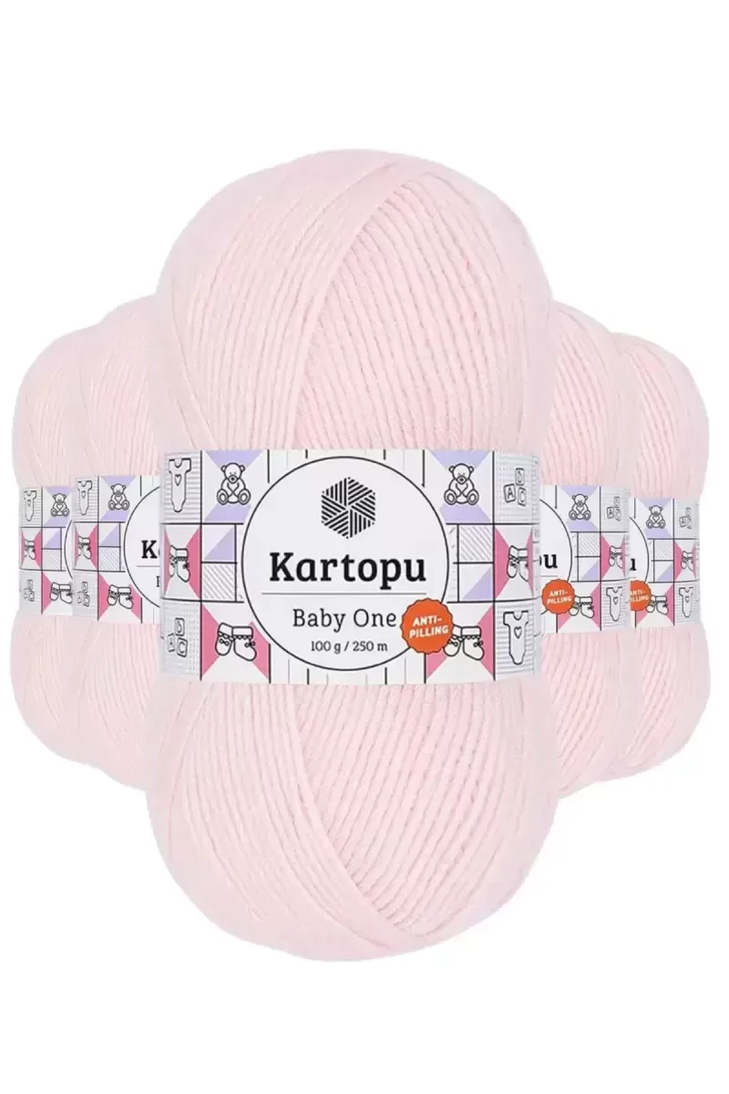 5 Adet Baby One Tüylenmeyen El Örgü İpi Yünü Bebe Pembe K255 - ka 5 Adet Baby One Tüylenmeyen El Örgü İpi Yünü Bebe Pembe K255 - ka