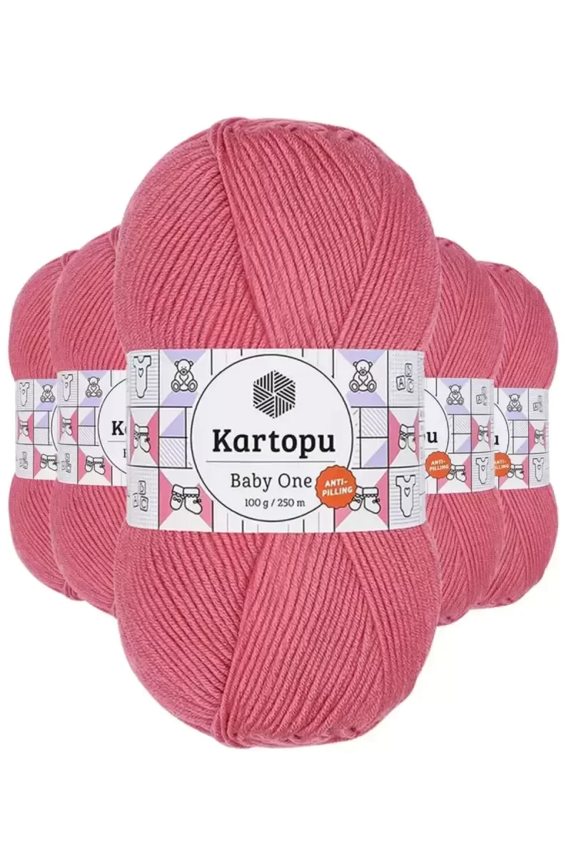 5 Adet Baby One Tüylenmeyen El Örgü İpi Yünü Şeker Pembe K244 - k 5 Adet Baby One Tüylenmeyen El Örgü İpi Yünü Şeker Pembe K244 - k
