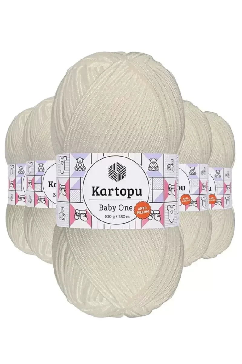 5 Adet Baby One Tüylenmeyen El Örgü İpi Yünü Kırık Beyaz K019 - k 5 Adet Baby One Tüylenmeyen El Örgü İpi Yünü Kırık Beyaz K019 - k