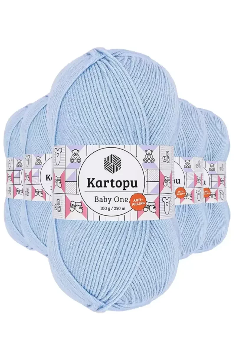 5 Adet Baby One Tüylenmeyen El Örgü İpi Yünü Mavi K544 - kartopu 5 Adet Baby One Tüylenmeyen El Örgü İpi Yünü Mavi K544 - kartopu