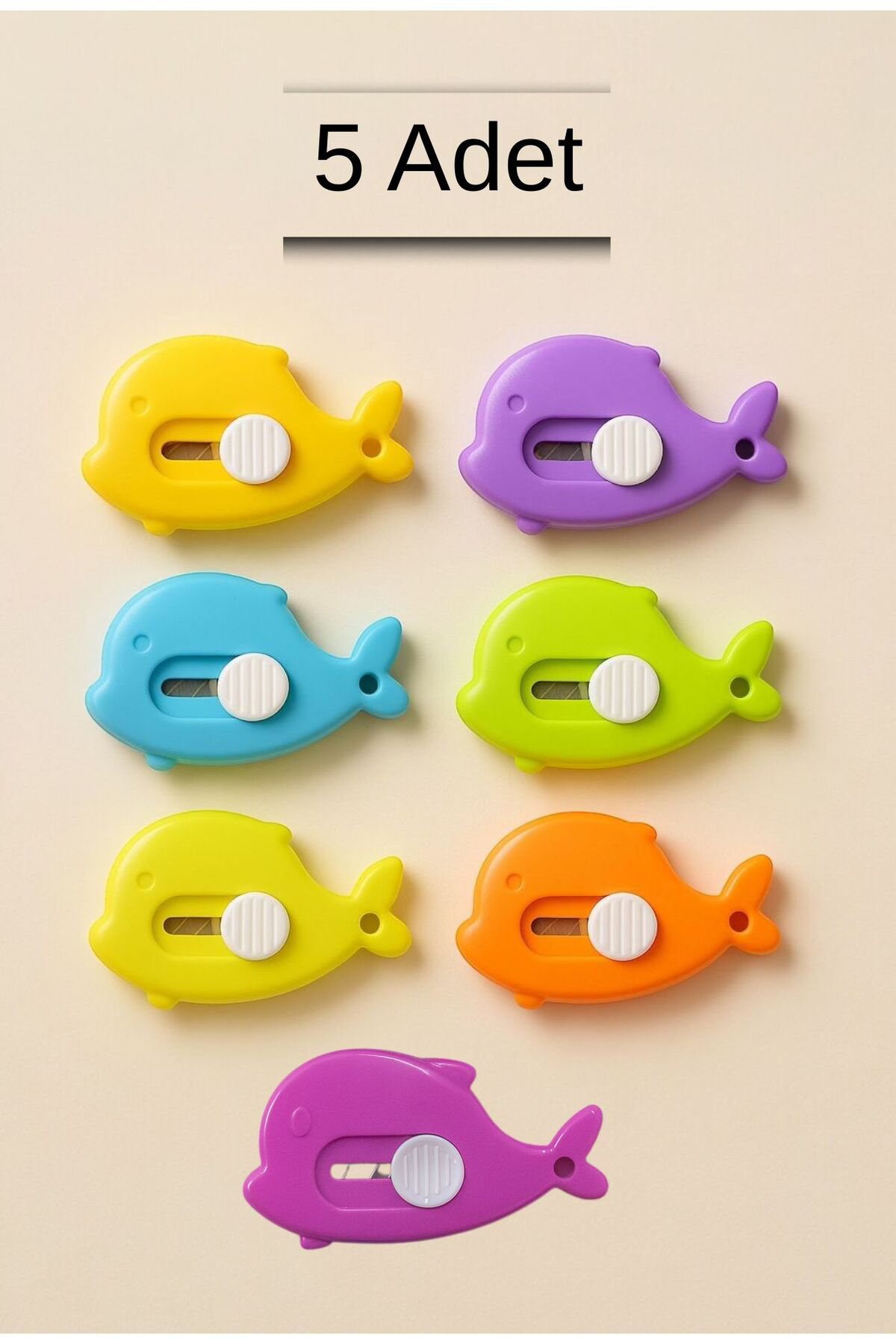 5 Adet Balina Şekilli Mini Maket Bıçak Falçata– 5’li Set
