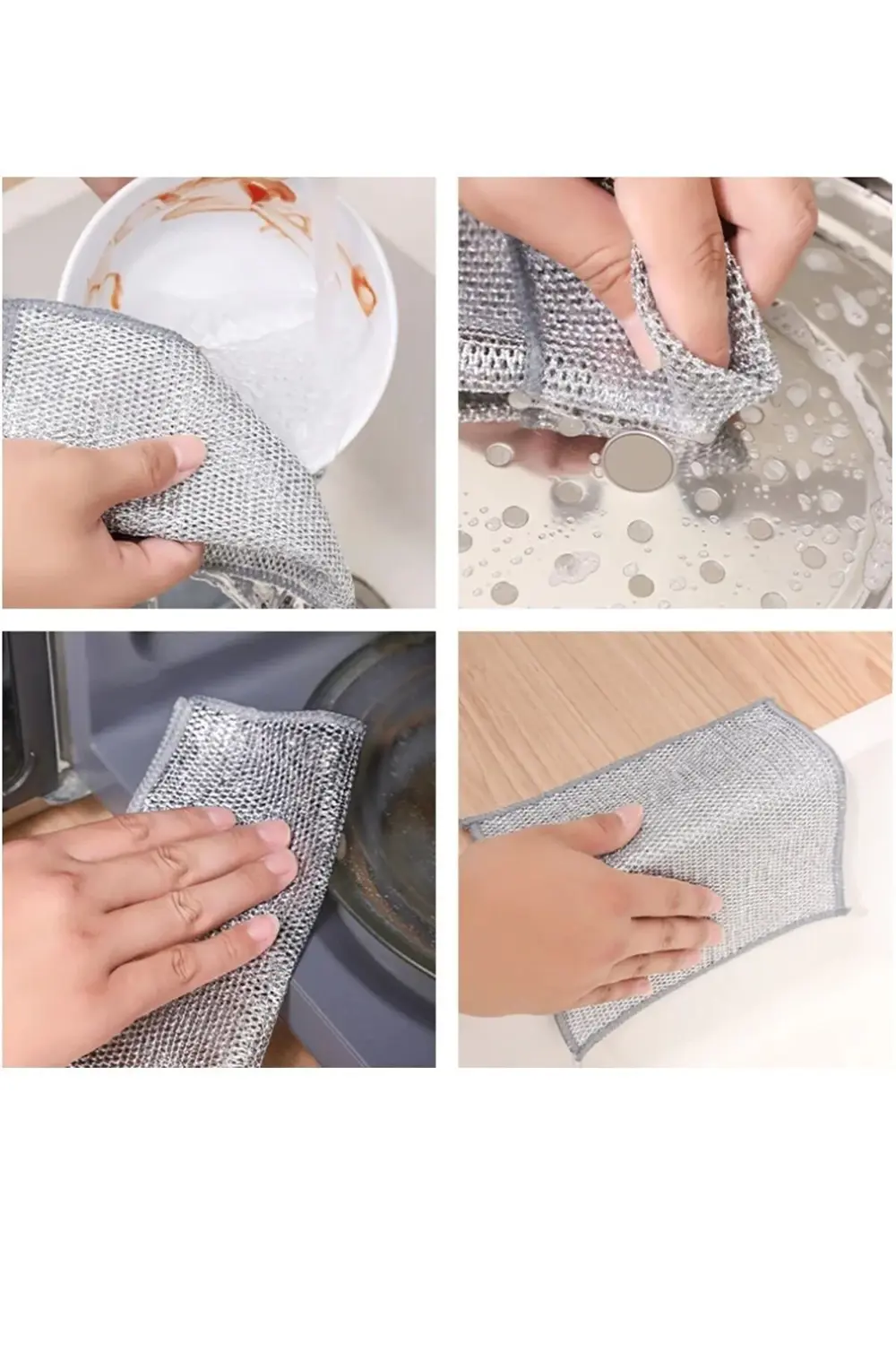 5 Adet Çok Fonksiyonlu Çizilmez Tel Bulaşık Bezi Ovalama Bezi M-6
