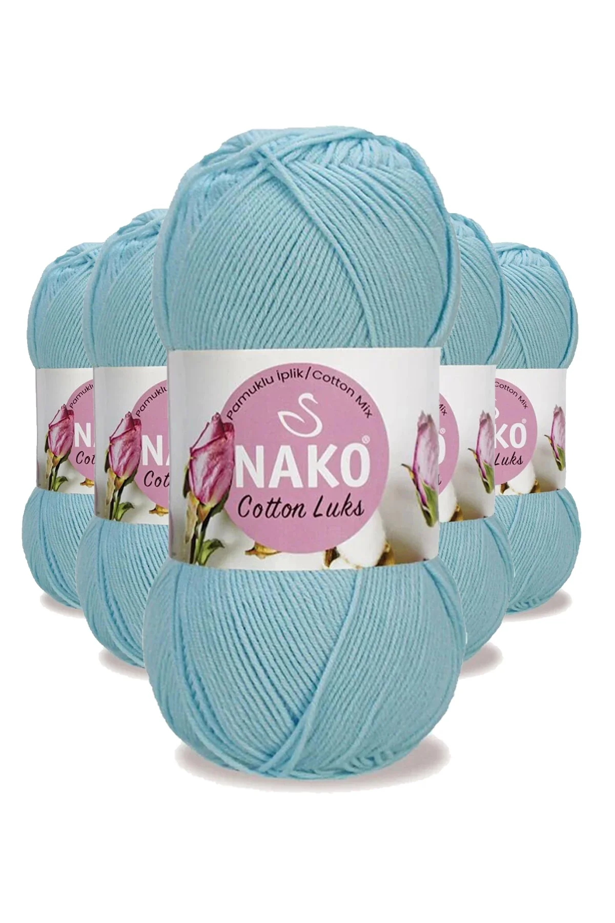 5 Adet Cotton Lüks Yelek Tunik Kazak Bluz Hırka İpi Yünü Buz Mavi