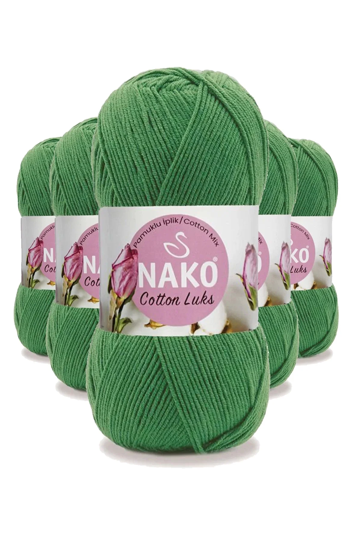 5 Adet Cotton Lüks Yelek Tunik Kazak Bluz Hırka İpi Yünü Yeşil 97